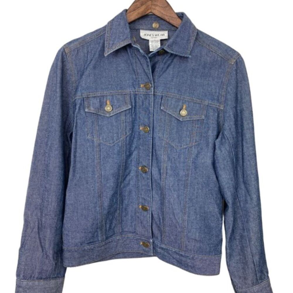 Jones‎ Wear Sport Womens Denim Jacket Vintage Sz 4 Classic Layer Western Cowgirl